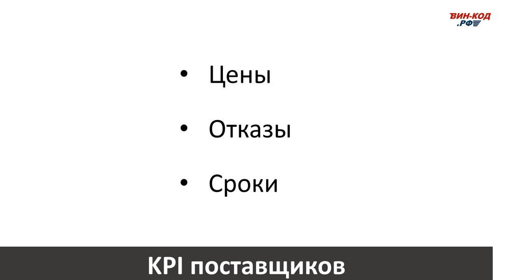 Основные KPI поставщиков в Кемерово
